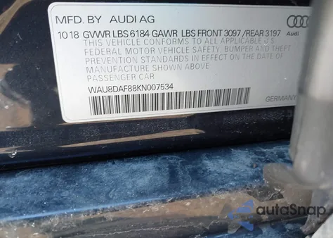 2019 Audi A8 L 55 z USA, uszkodzony, nr VIN WAU8DAF88KN007534